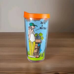 I'm In a Meeting Golf Tumbler Double Wall Insulated Travel Lid Humor Made In USA